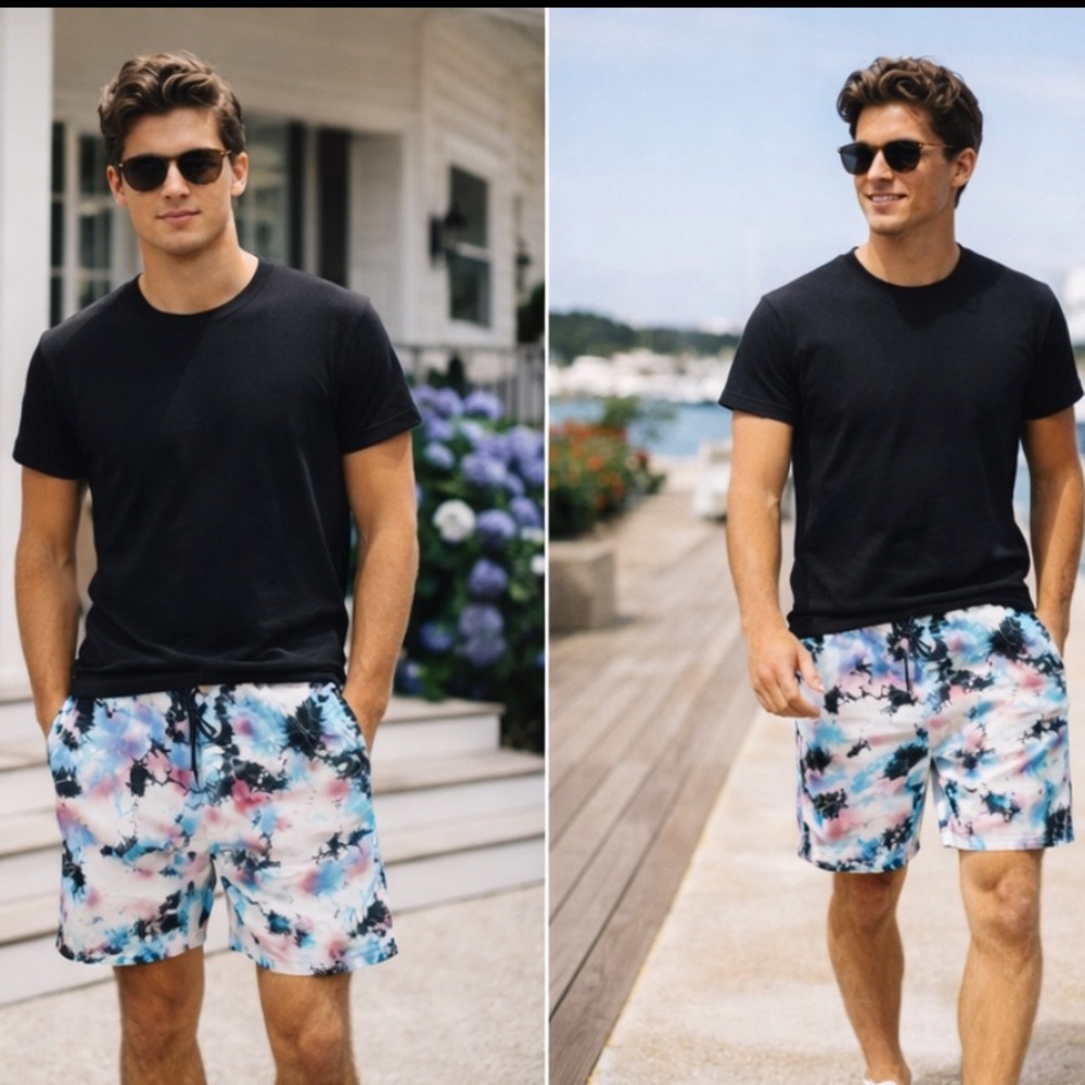 Kangol NWT Men's Tie-Dye Shorts 💯 cotton